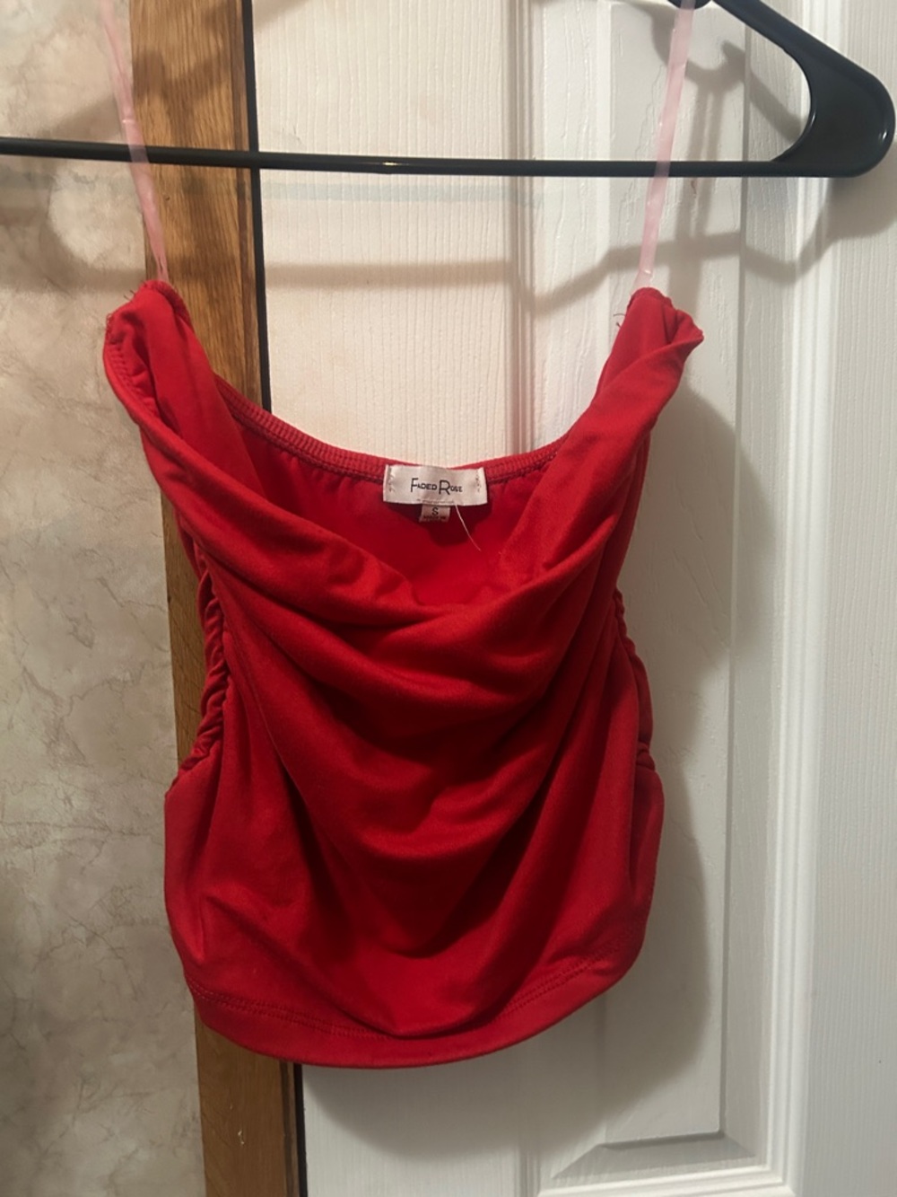 Free People Red Draped Cowl Tank Top